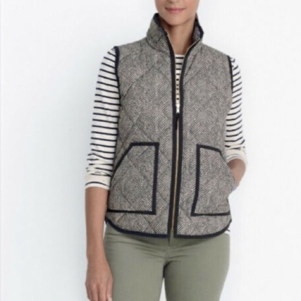 J Crew Herringbone Excursion Quilted Vest - XXS
